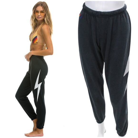 Aviator Nation Bolt Sweatpants Charcoal Gray Tri-Blend Joggers Size Small - Picture 1 of 16
